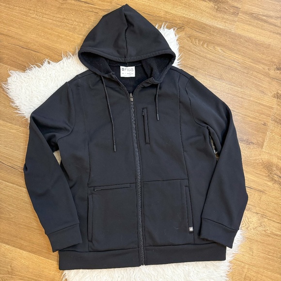 FIGS Luna Five Pocket Full Zip Hoodie - Black | Size L - Picture 2 of 6